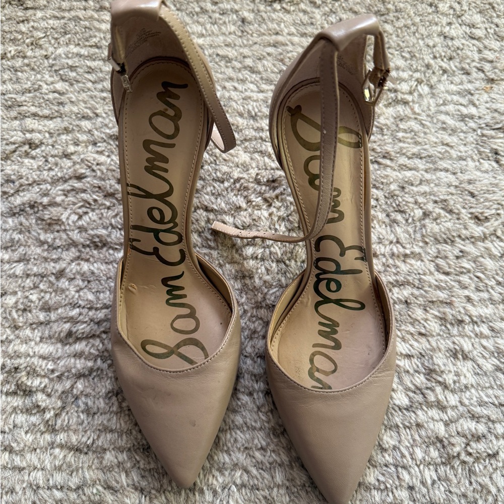 Sam Edelman Beige Ankle Strap Heels